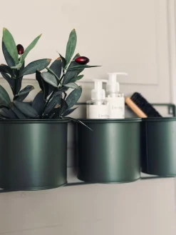 Væghængt stativ med 3 urtepotter - grøn