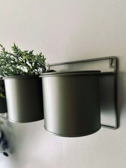 Væghængt stativ med 3 urtepotter - grøn