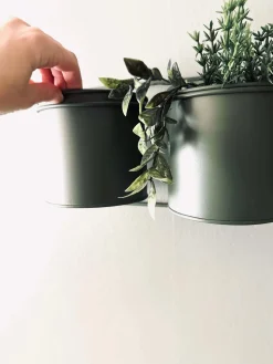 Væghængt stativ med 3 urtepotter - grøn