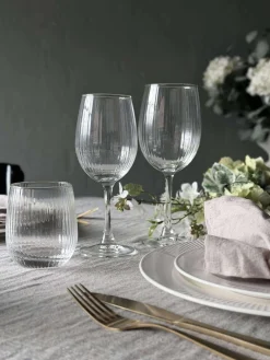 Vinglas Rillet med guld kant - 4 stk. 350ml