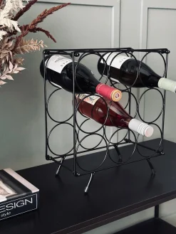 Vinreol i metal - 9 flasker