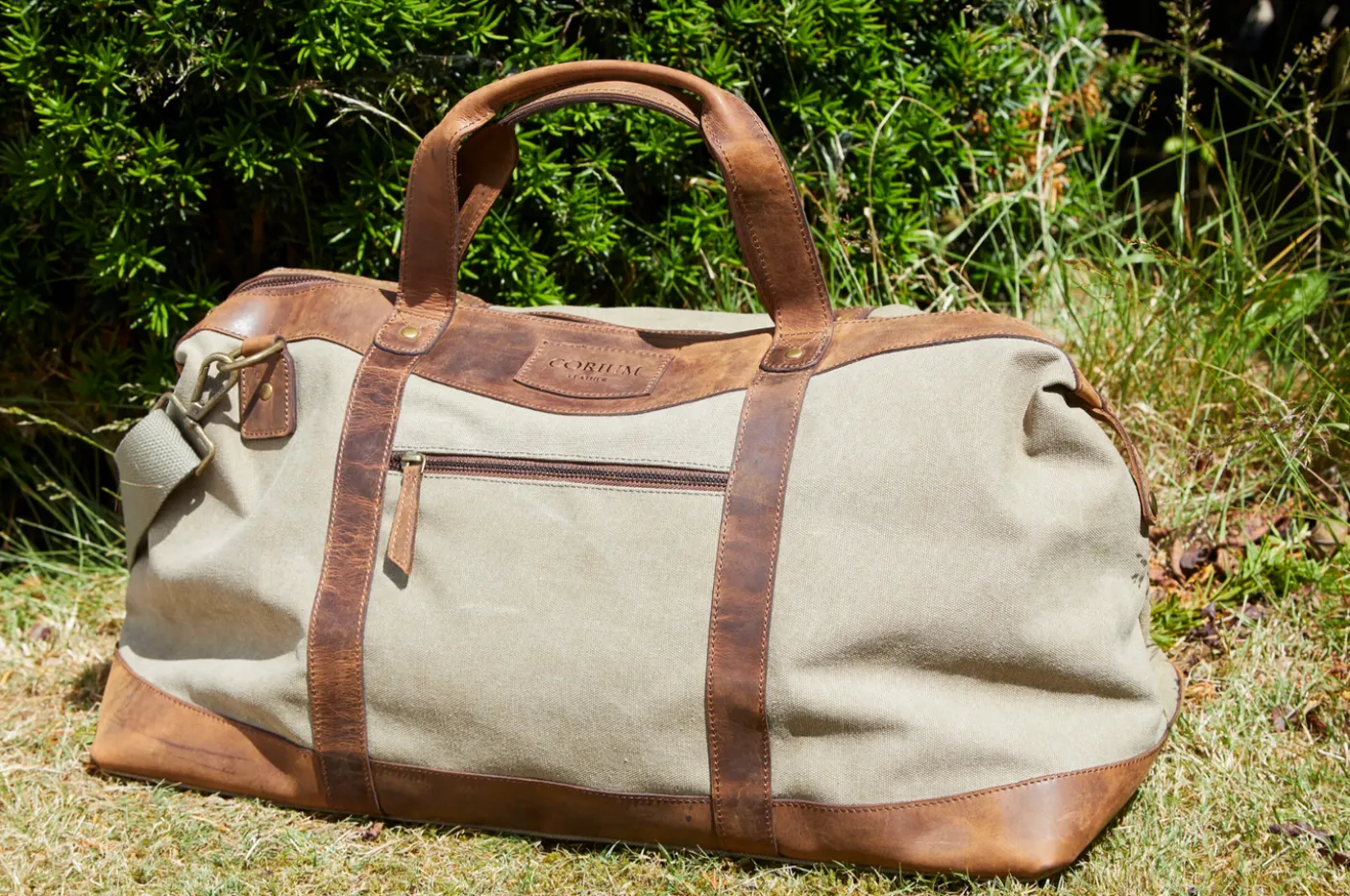 Weekendtaske i skind og kanvas - Canvas HUNTER