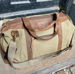 Weekendtaske i skind og kanvas - Canvas HUNTER