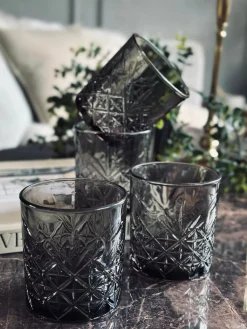 Whisky glas / vandglas Røgfarvet - 4 stk