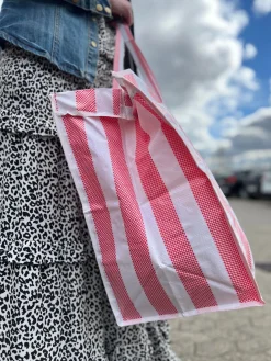 XL strandtaske med Strib - Rød