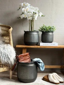 Zink potte med riller – 3 stk.